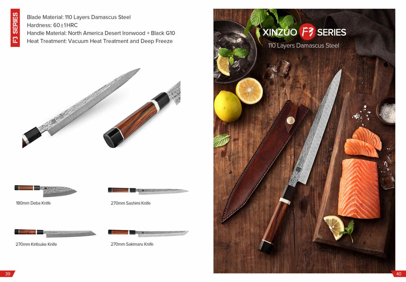 XINZUO Couteau d'office 3 Style japonais Damas Acier VG-10 Ergonomique  Mosaïque Rivet RosFrederick Poignée Fruit Peeling Couteau de cuisine