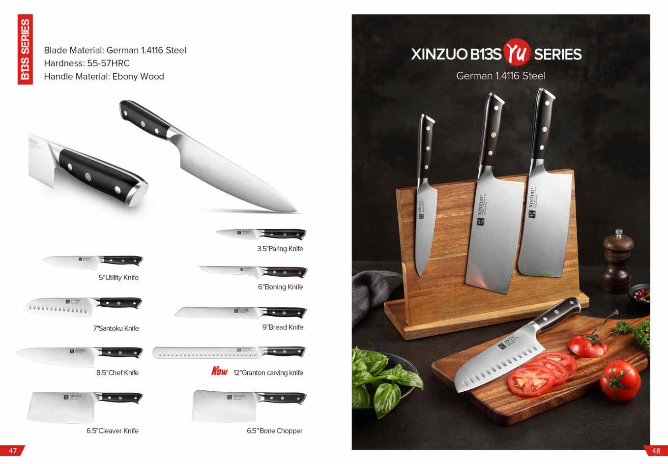 XINZUO High Quality Kitchen Knife Set Paring Utility Cleaver Chef